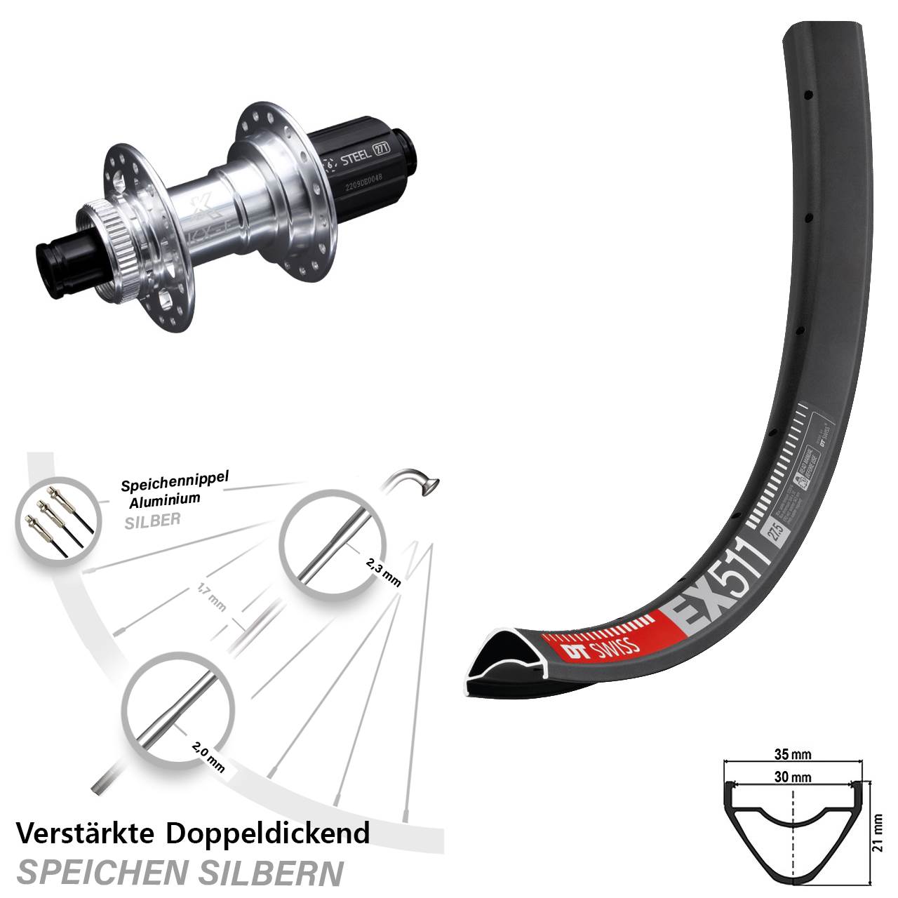 Disc Hinterrad 29 Zoll DT Swiss EX511 KX-E 8-12 fach 12x142