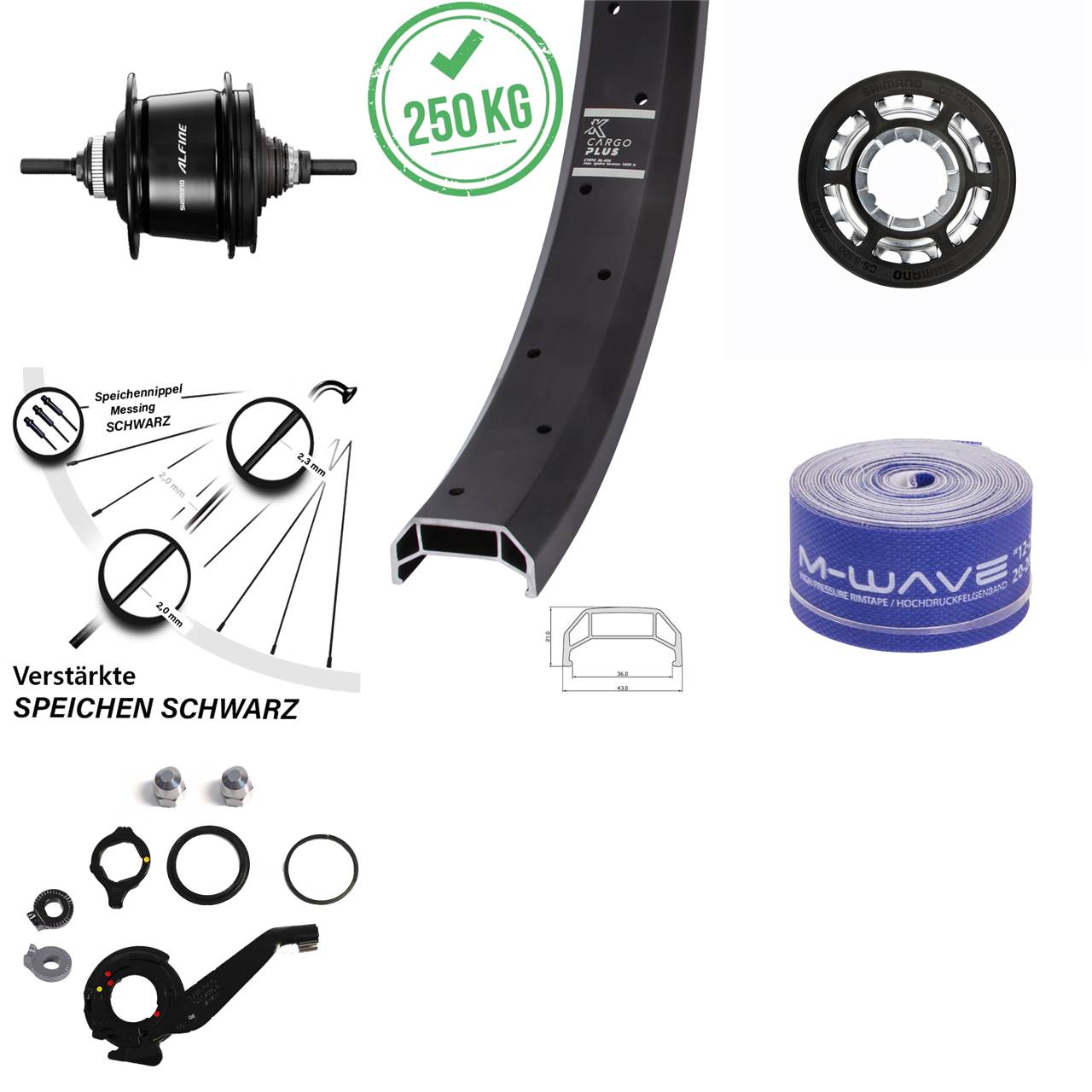 KX Cargo Plus 26 Zoll Hinterrad Shimano Alfine 8-Gang schwarz Lastenrad