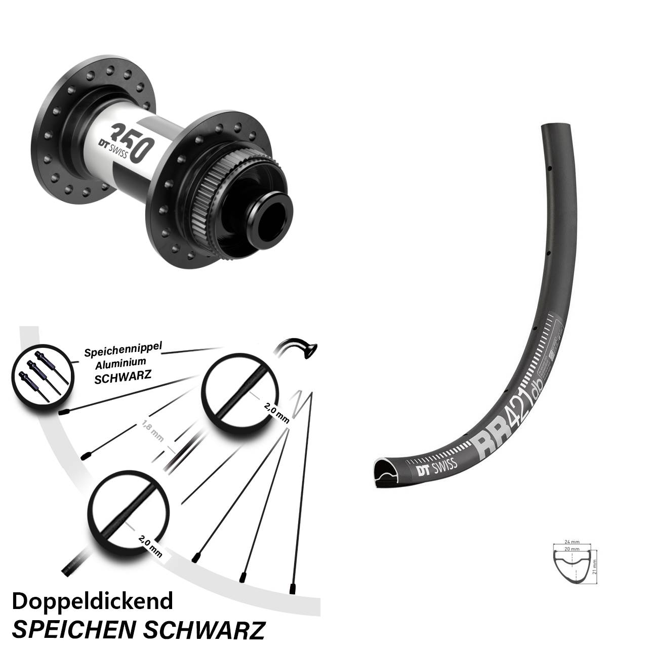 Laufrad 28 Zoll DT Swiss RR 421 Disc-350 12x100 Centerlock
