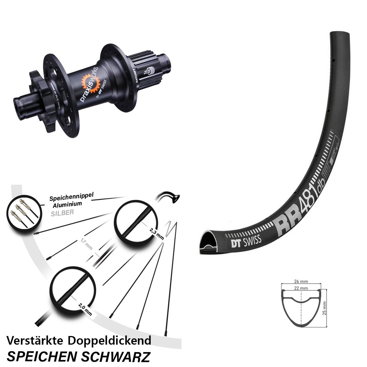 Disc Hinterrad 28 Zoll DT Swiss RR 481 350 Micro Spline 12x142