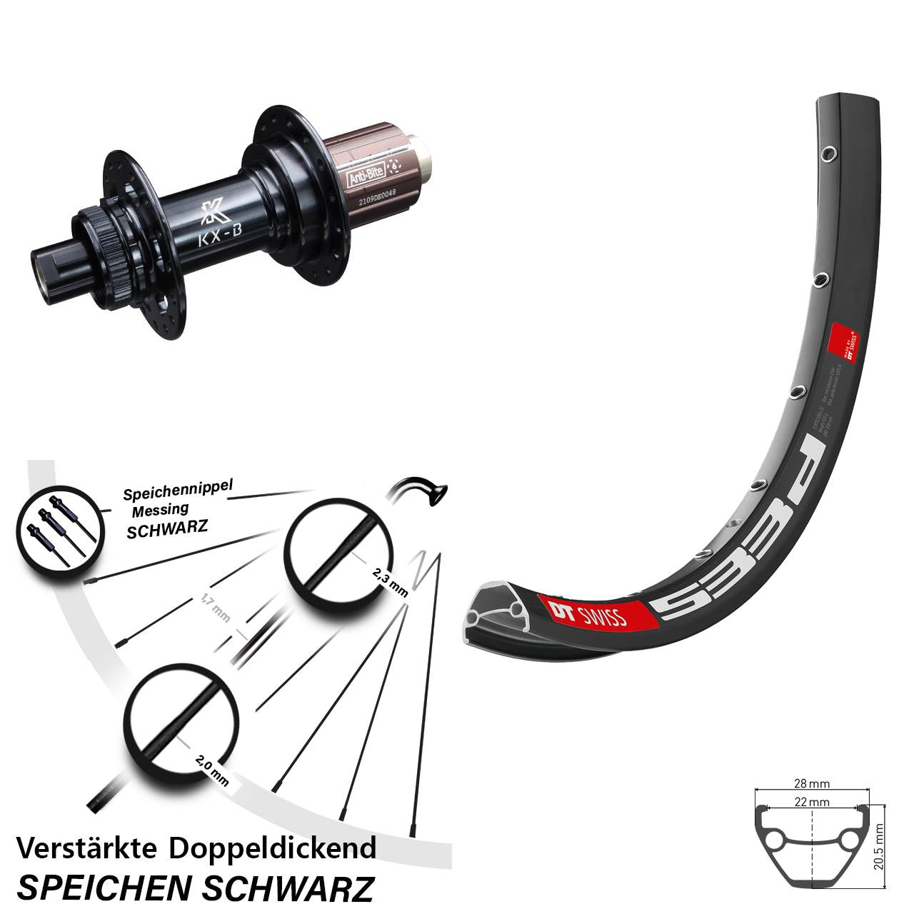 Disc Hinterrad 27,5 Zoll DT Swiss 533 D KX-B 8-12 fach 12x148 Boost