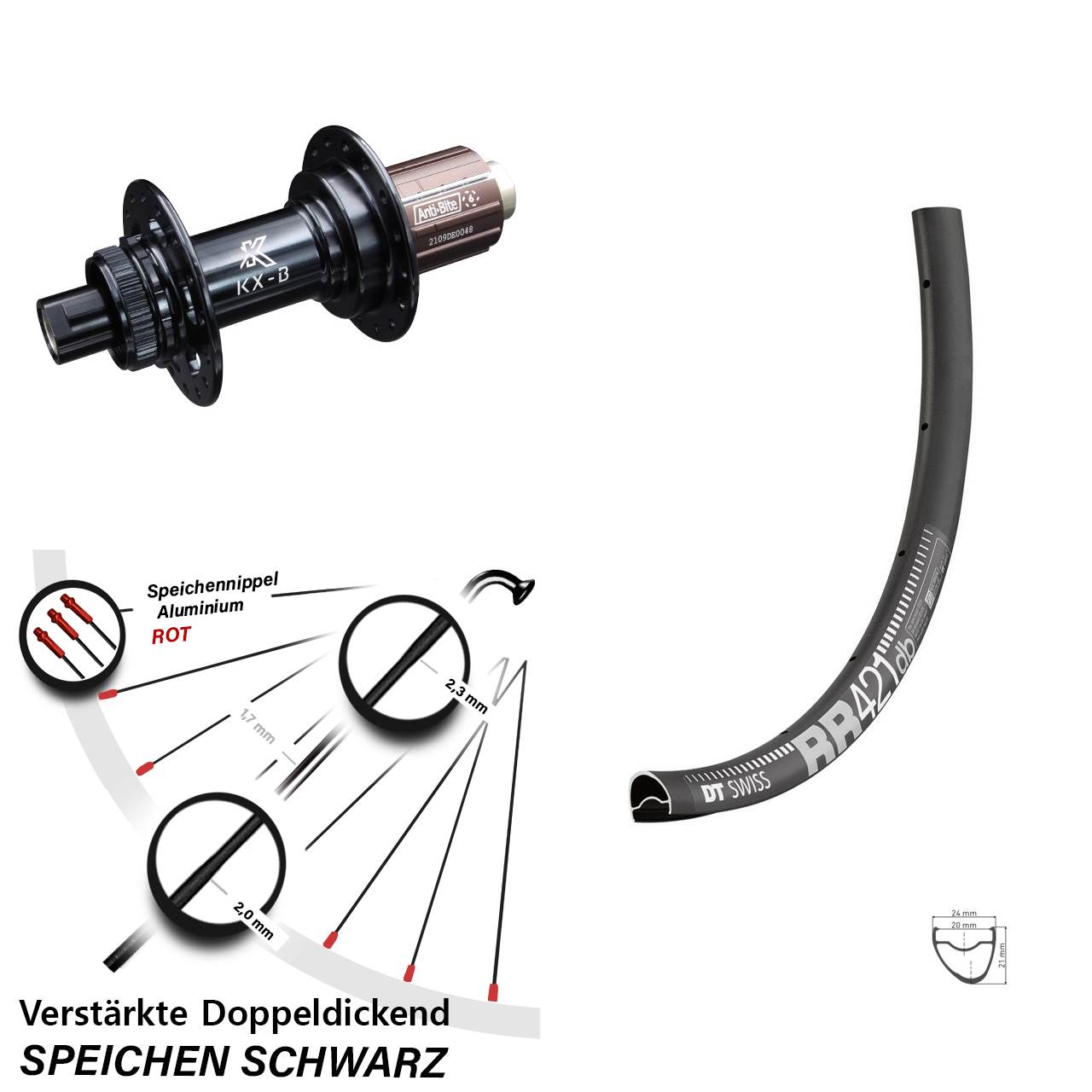 DT Swiss RR 421 KX-B 28 Zoll Centerlock Hinterrad 12x148 Boost 8-12 fach HG