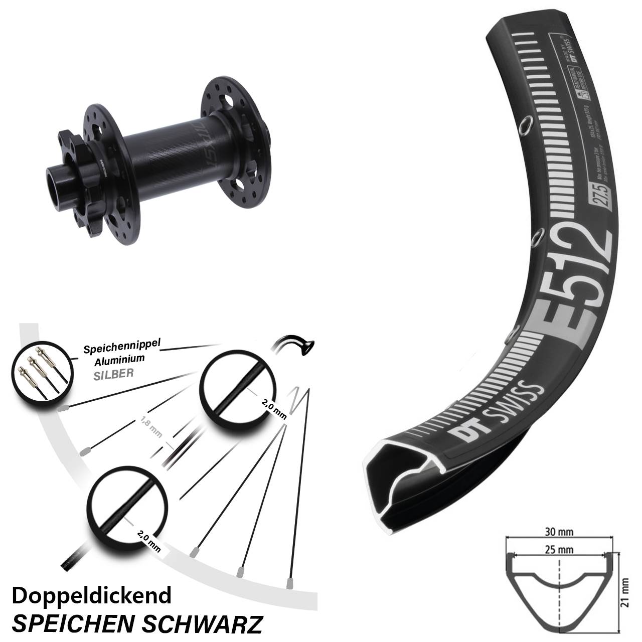 6-Loch Vorderrad 27,5 Zoll DT Swiss E512 Bear Pawls 15x110 Boost