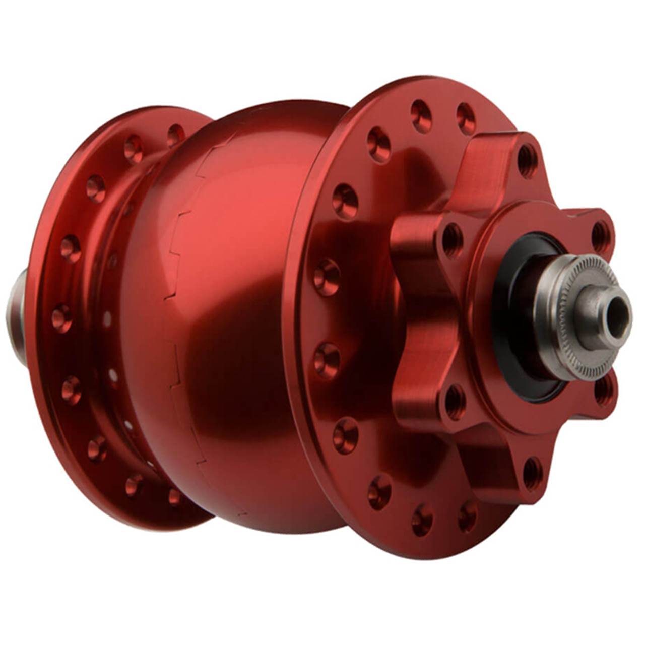 Son 28 Nabendynamo Disc 6-Loch rot eloxiert QR