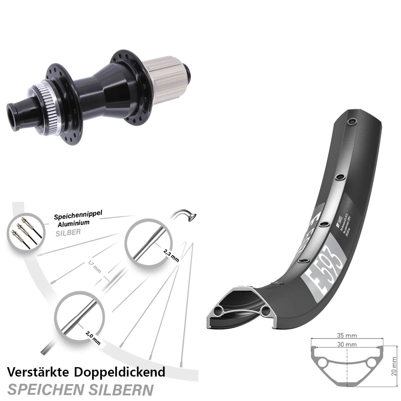 Hinterrad Centerlock 12x142 29 Zoll DT Swiss E593 Novatec CL142 8-12 fach