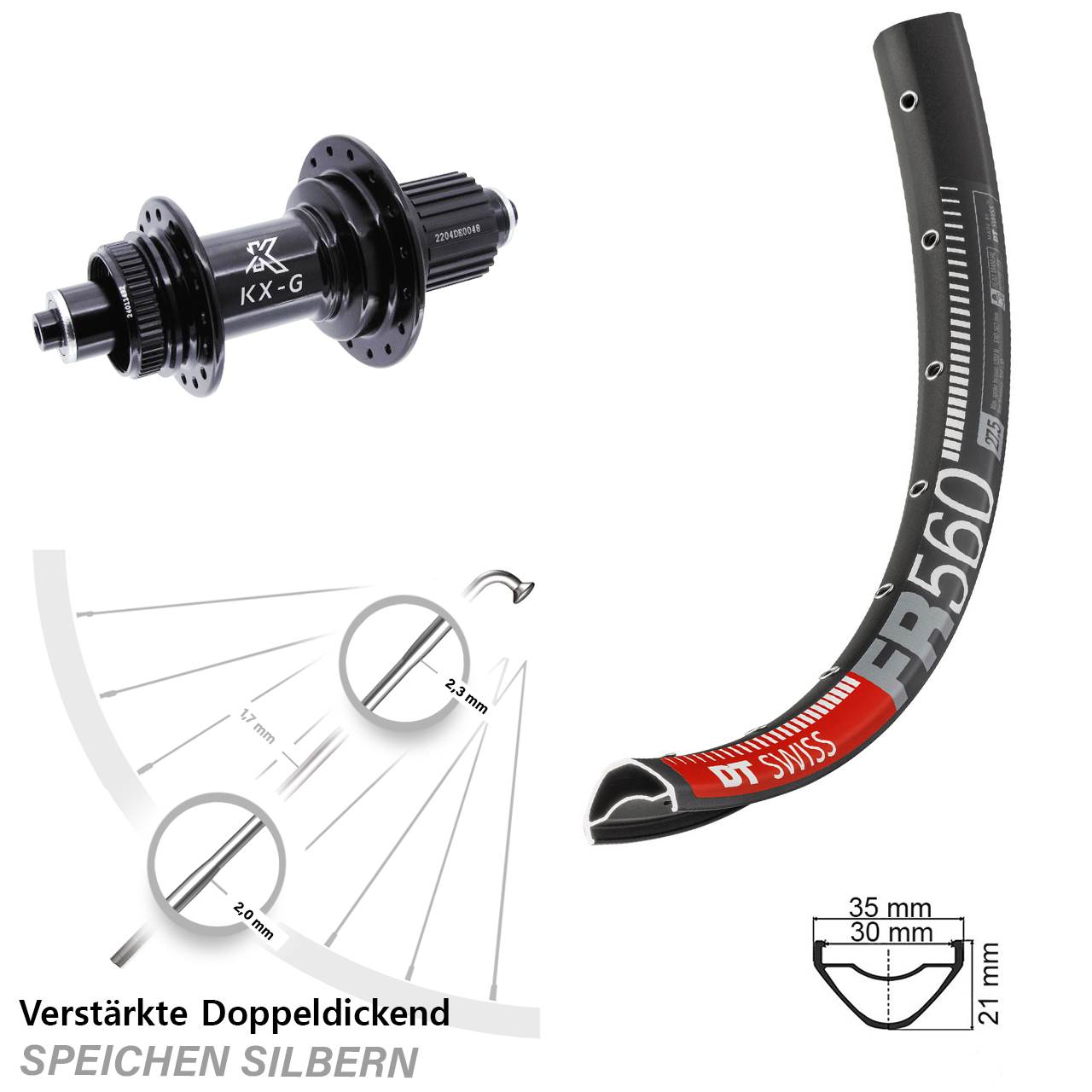 Disc Laufrad 26 Zoll DT Swiss FR 560 KX-GS Heavy Duty Micro Spline QR