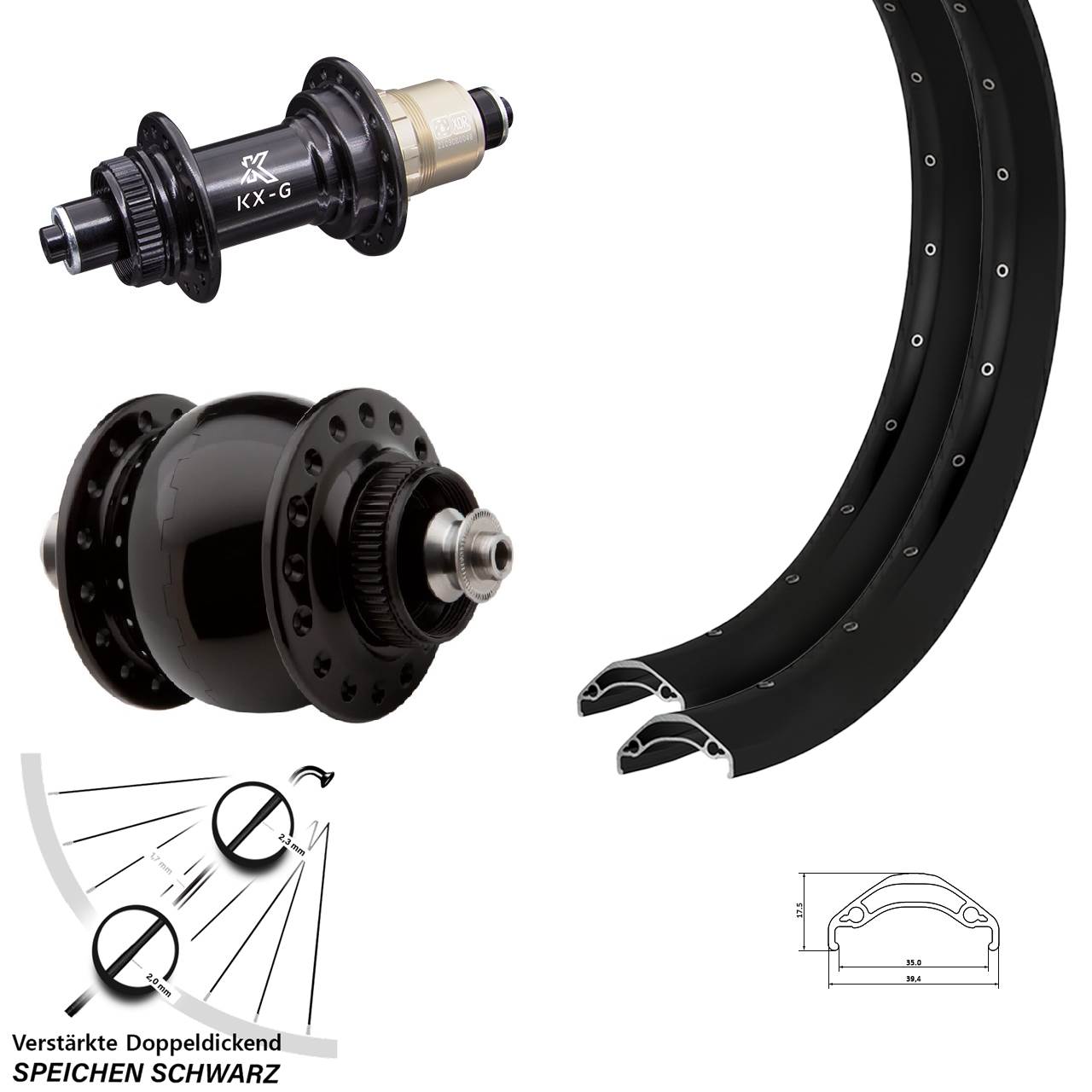Ryde Disc 35 KX-G SON delux 29 Zoll Laufrad-Satz QR XD