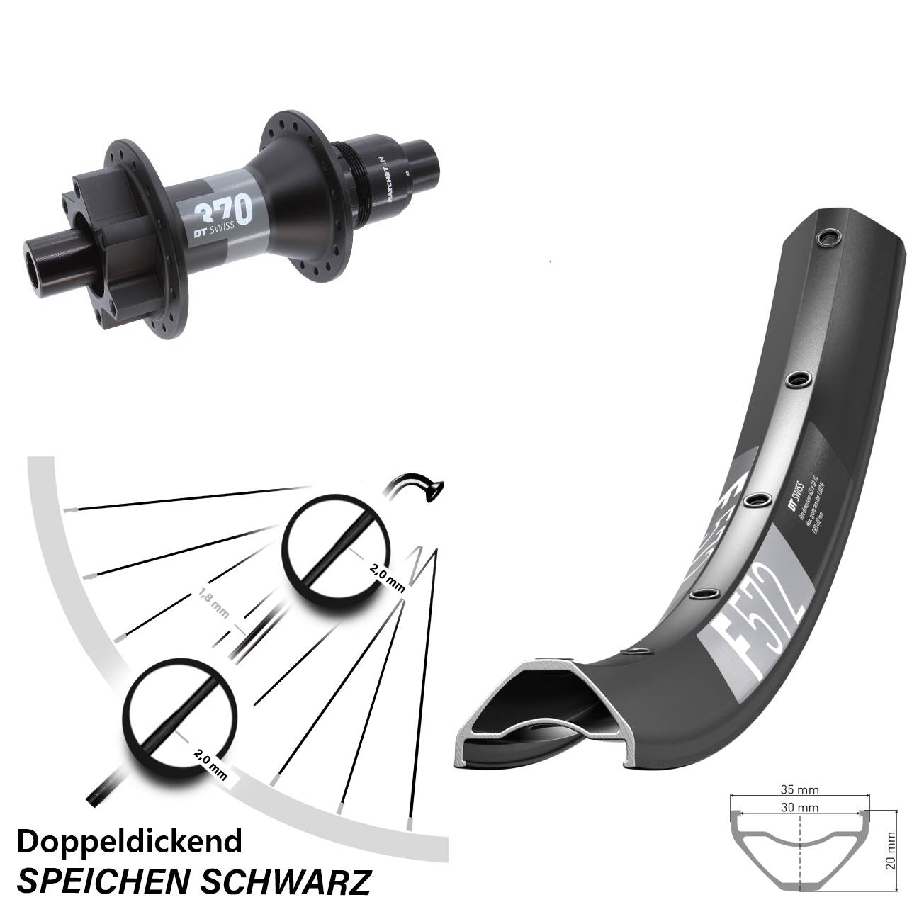 Hinterrad 27,5 Zoll DT Swiss F572 370 6-Loch XD 12x148