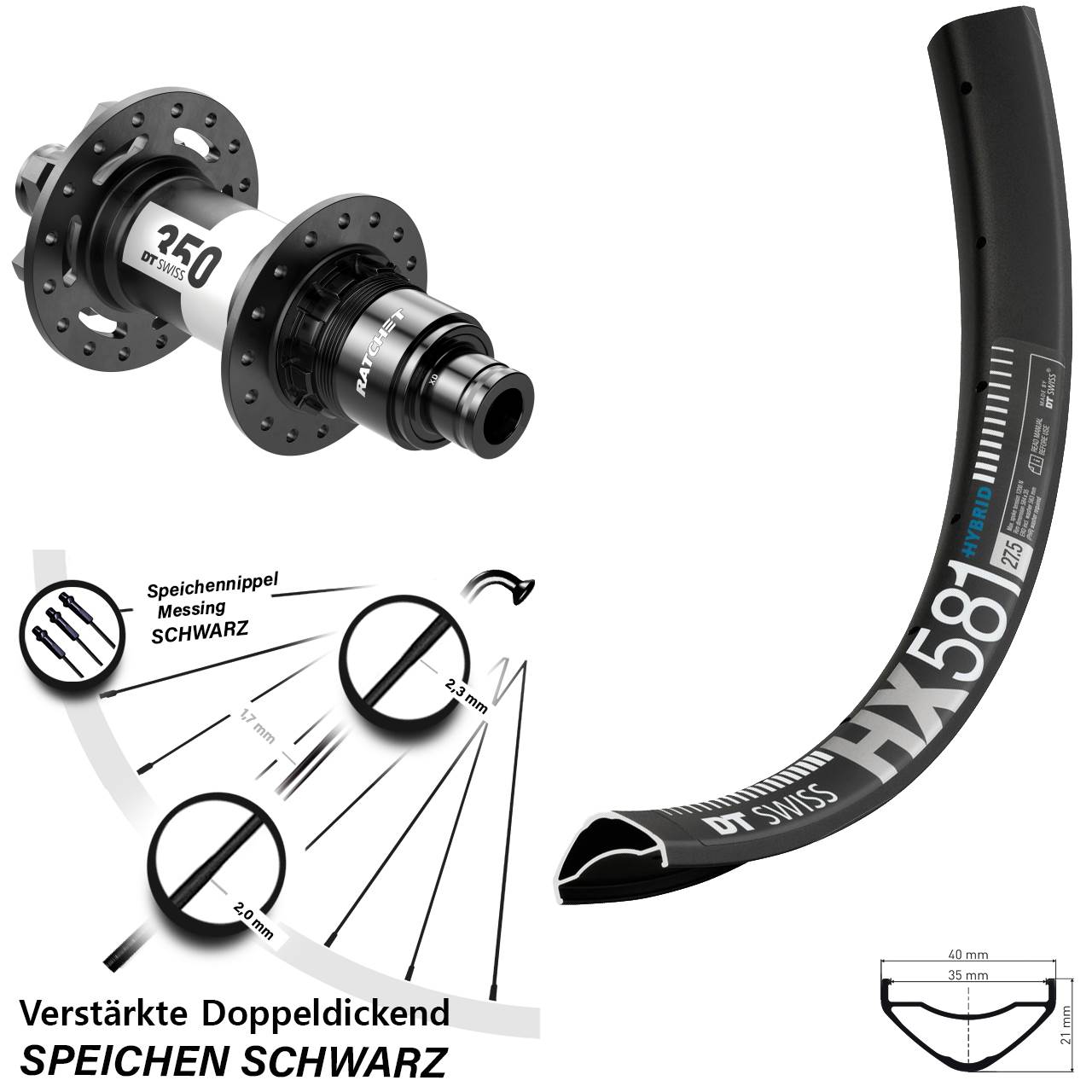 Disc Hinterrad 27,5 Zoll DT Swiss HX 581-350 XD 11-12 fach 12x142