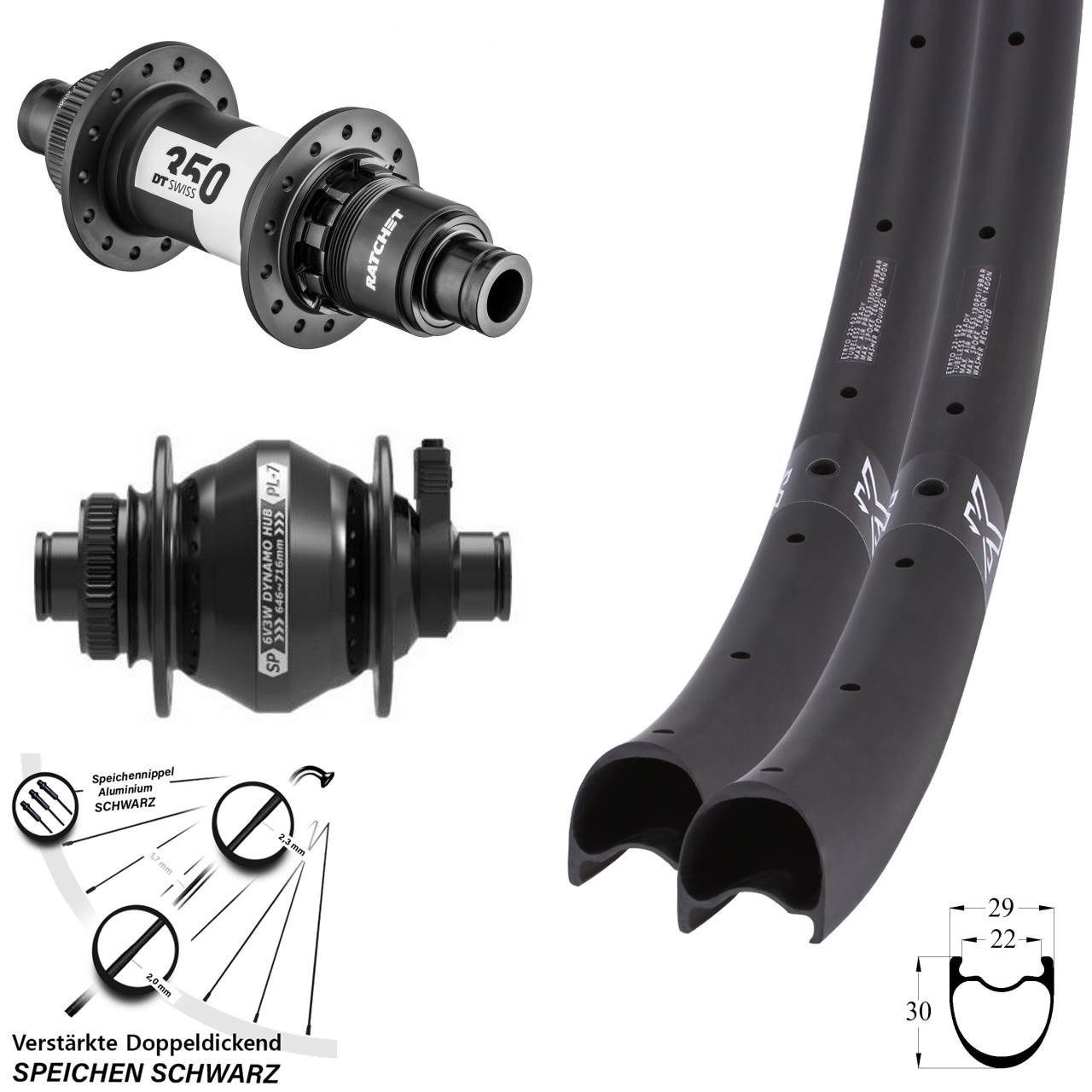 Disc Laufradsatz 29 Zoll KX-RC Carbon DT Swiss 350 SP PL-7 XDR 12x100/142