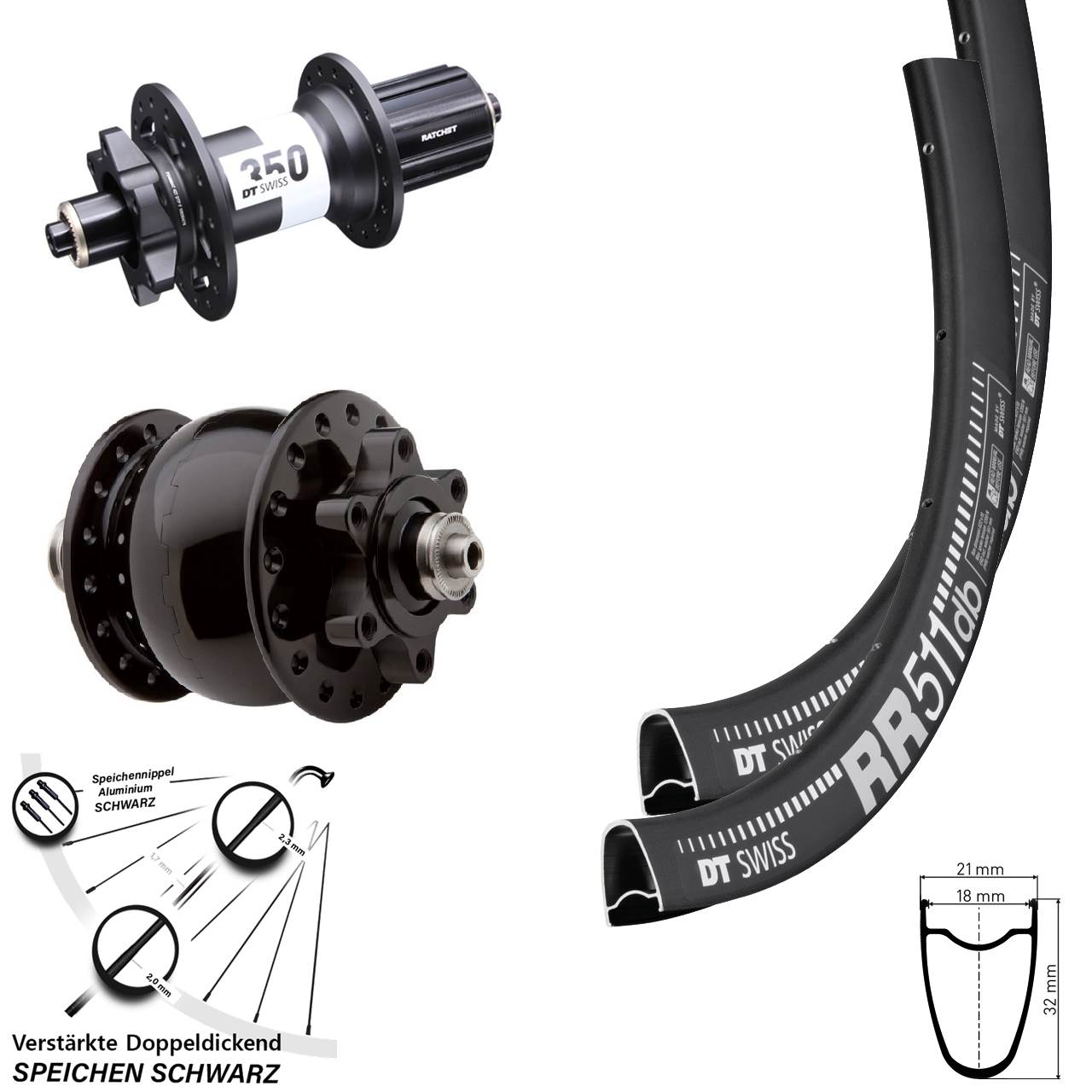 6-Loch Laufradsatz 28 Zoll DT Swiss RR 511 350 SON 8-11 fach HG QR