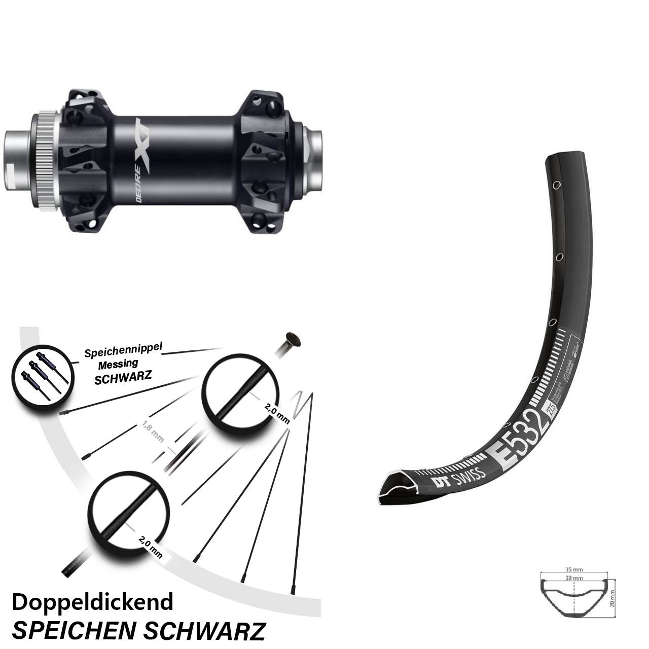 Vorderrad 29 Zoll DT Swiss E 532 Disc Shimano HB-M8110-B Boost