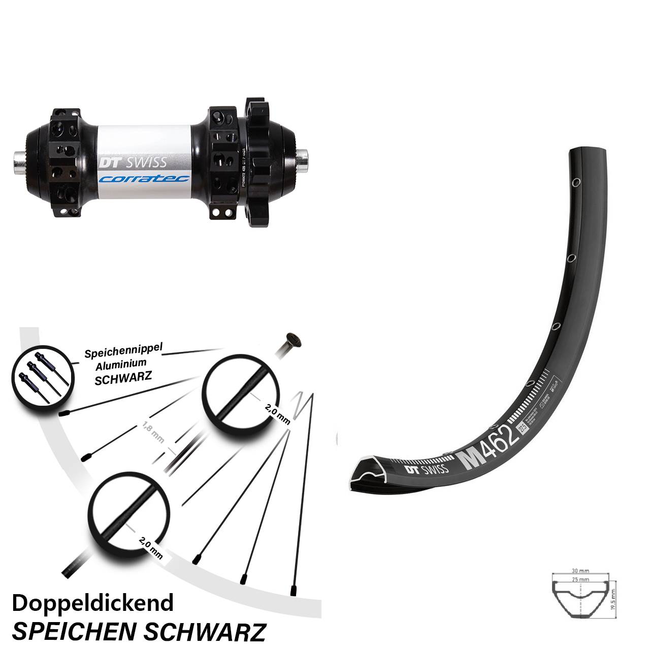 M 462 DT Swiss X1900 Disc 29 Zoll Vorderrad für Schnellspanner Straightpull