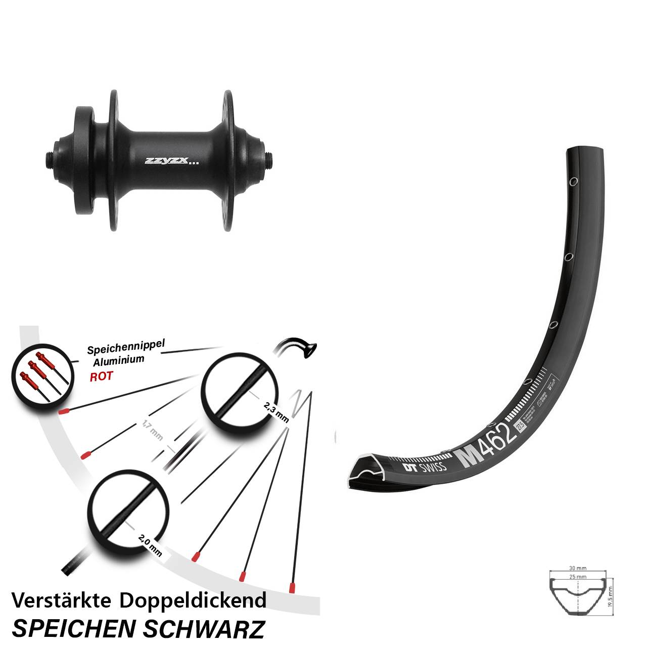 DT Swiss M462 Formula DC-21 650B Vorderrad 6-Loch QR