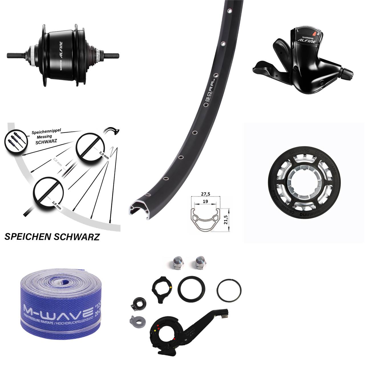 26 Zoll Shimano 8 Gang Alfine Gora 19 Hinterrad Centerlock