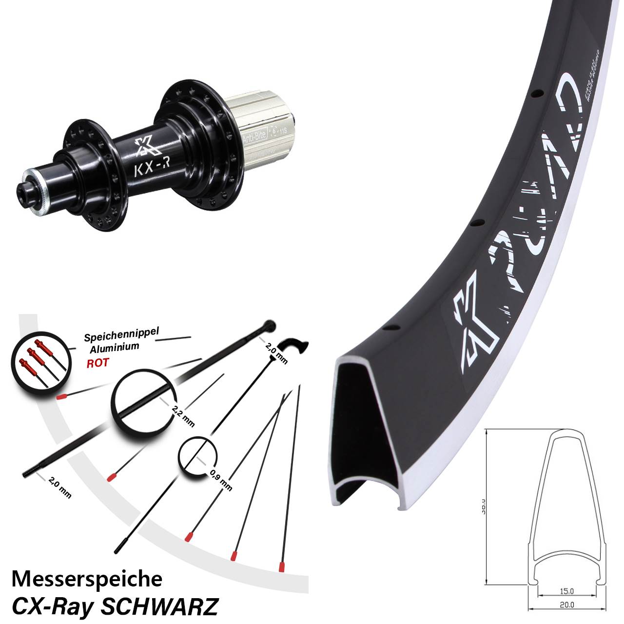 DT Swiss KX-R Road Hinterrad 28 Zoll 5x130 HG 11-12 fach CX Ray