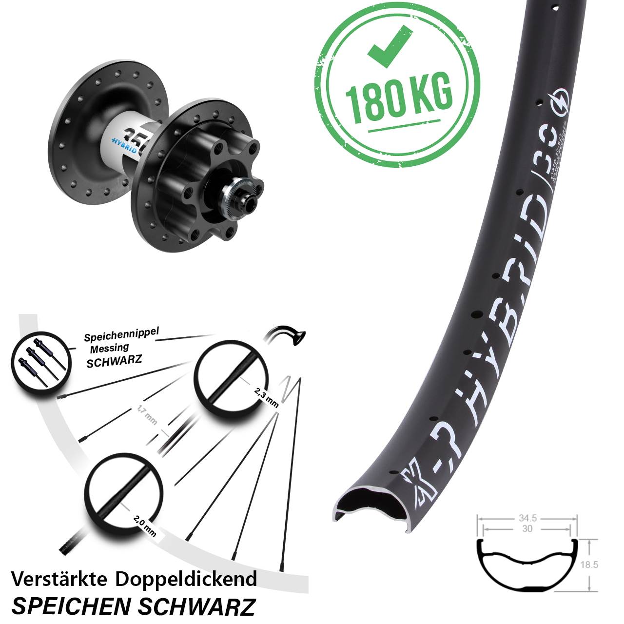 6-Loch Vorderrad 29 Zoll KX-R Hybrid 30 DT Swiss 350 QR