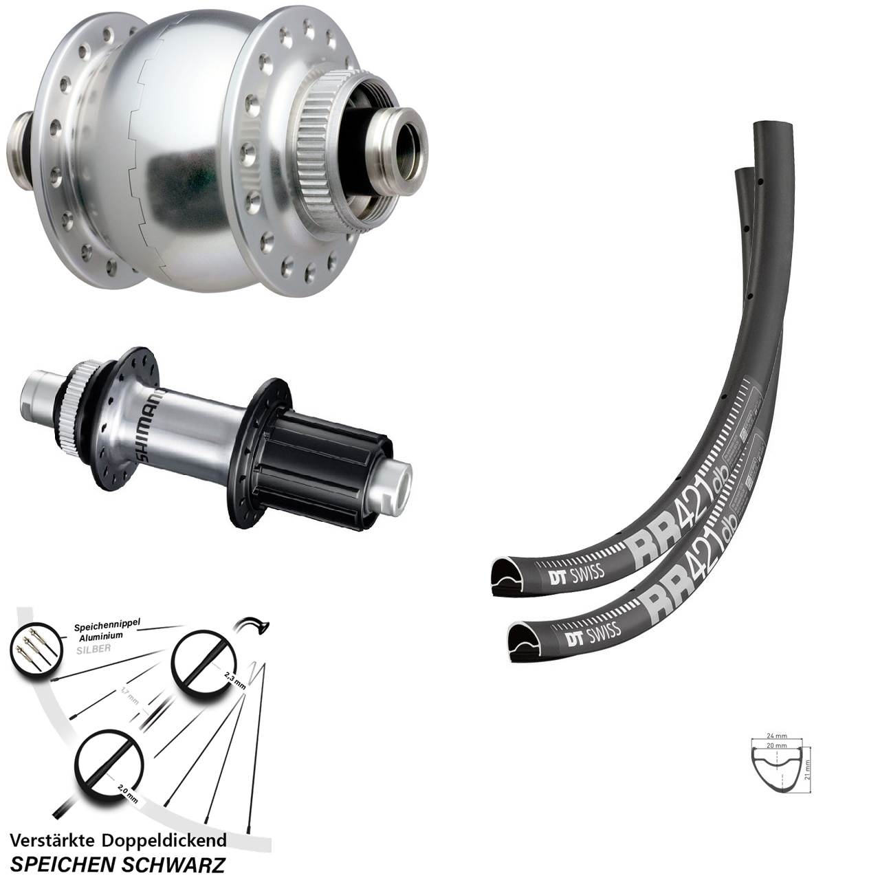 Laufradsatz Centerlock 12x100/142 28 Zoll DT Swiss RR 421 SON delux Shimano GRX 8-12 fach