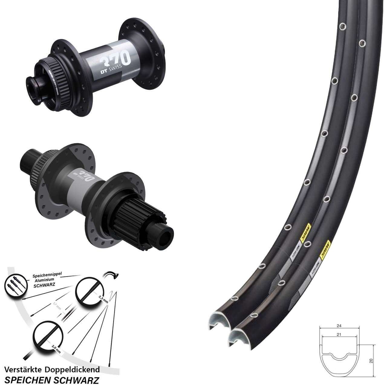 28-29 Zoll Mavic XC621 DT Swiss 370 Disc Laufradsatz 12x100/142 Shimano Micro Spline