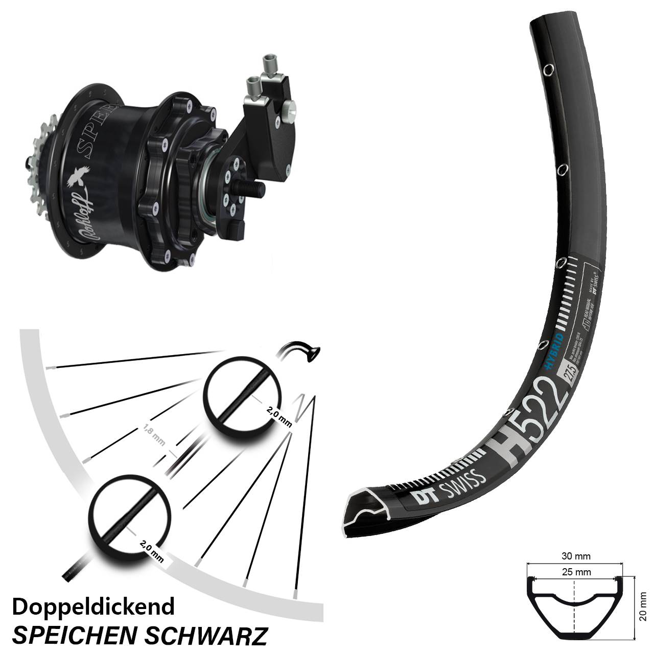 Disc Laufrad 28-29 Zoll DT Swiss H 522 Rohloff Speedhub TS DB OEM