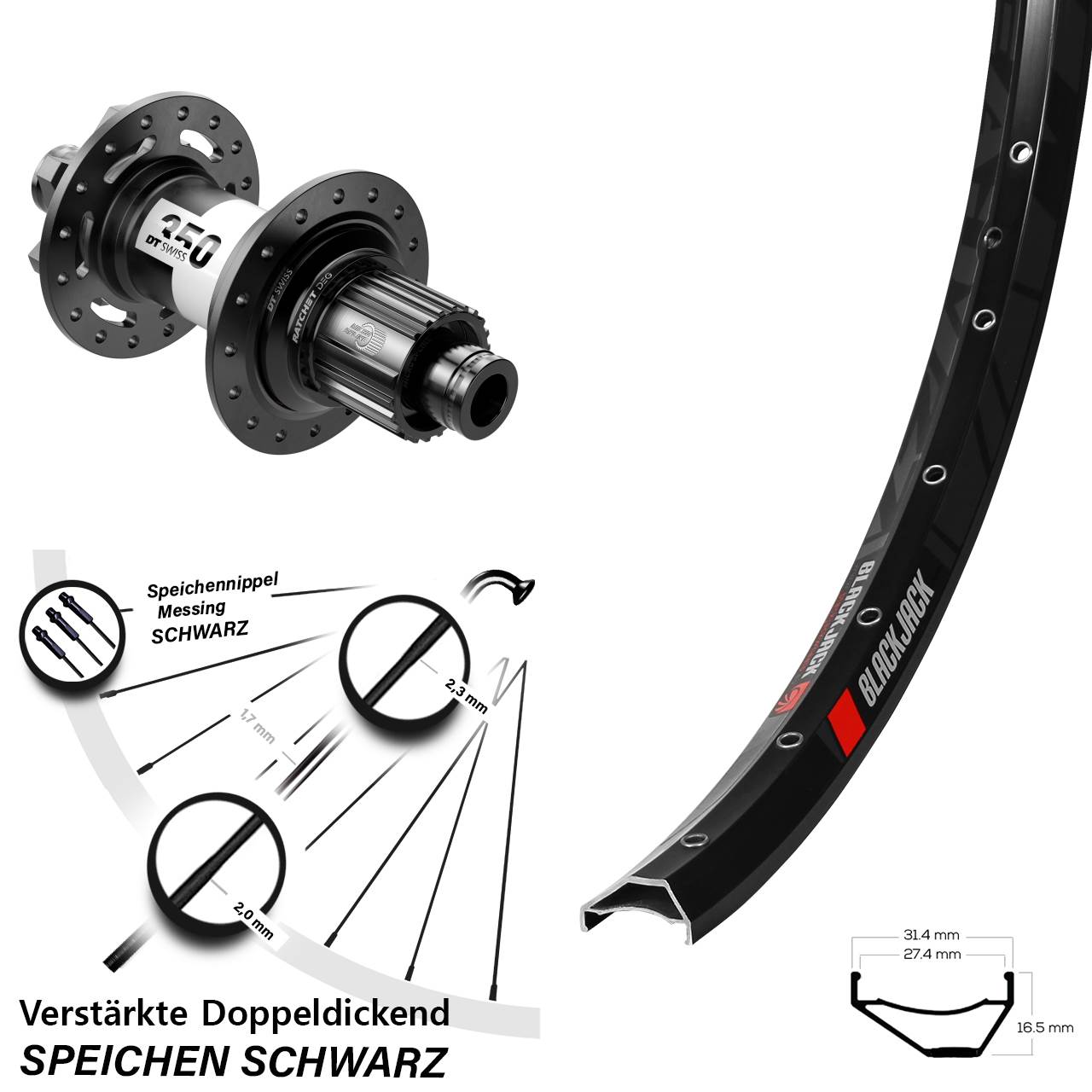 650B Rodi Ready 27 DT Swiss 350 DEG 72 Disc Laufrad 12x148 Micro Spline