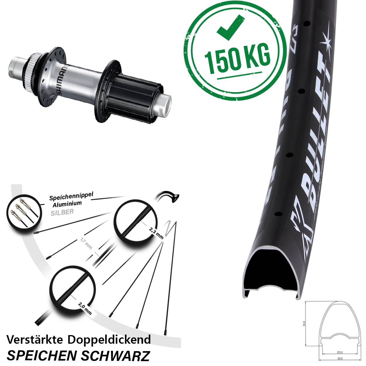 Hinterrad Centerlock 28 Zoll KX Bullet Shimano GRX 8-12 fach 12x142