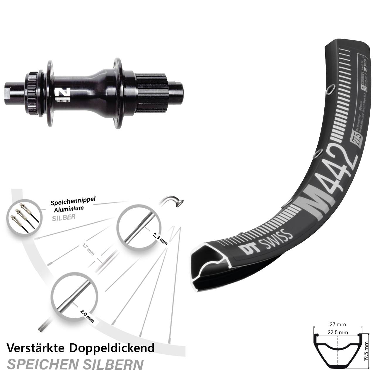 DT Swiss M442 Novatec D792 29 Zoll Hinterrad Centerlock 12x142 Micro Spline