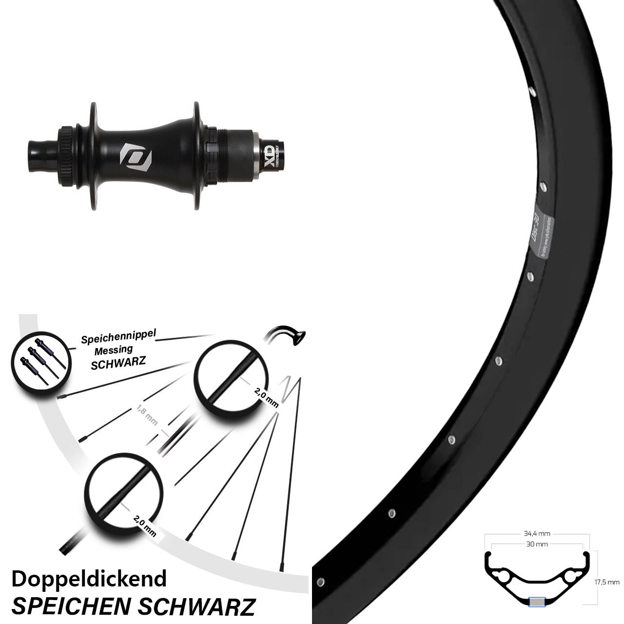 Centerlock Hinterrad 29 Zoll Ryde Disc 30 Syncros XD 11-12 fach 12x148