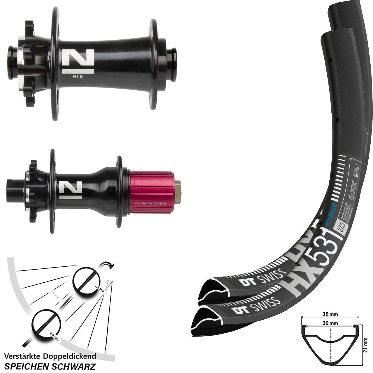 Disc Laufrad-Satz 29 Zoll DT Swiss HX531 Novatec D791 Superlight 8-12 fach 12x100/142