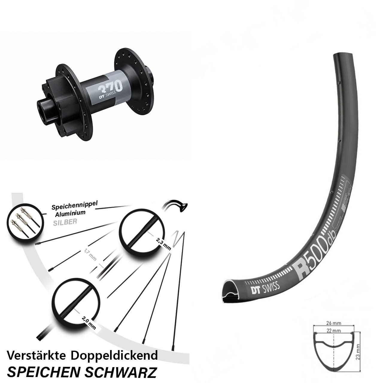 Disc Laufrad 12x100 28 Zoll DT Swiss R 500-370