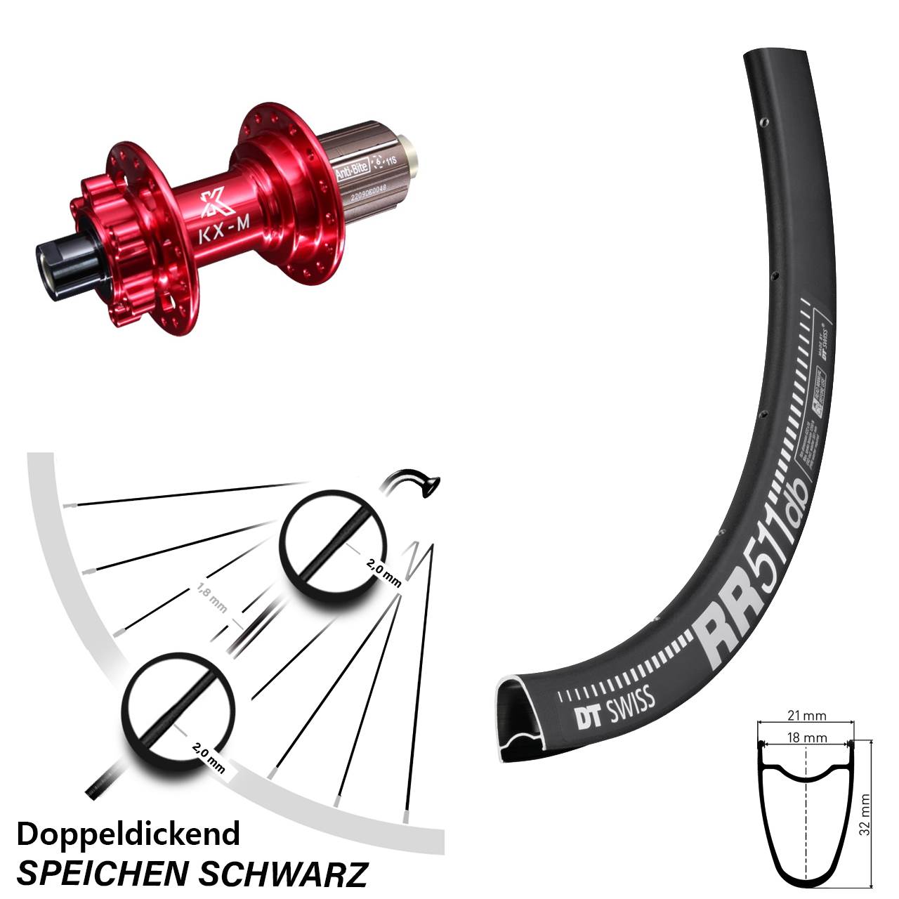 Hinterrad 28 Zoll DT Swiss RR 511 KX-M 8-12 fach 12x142