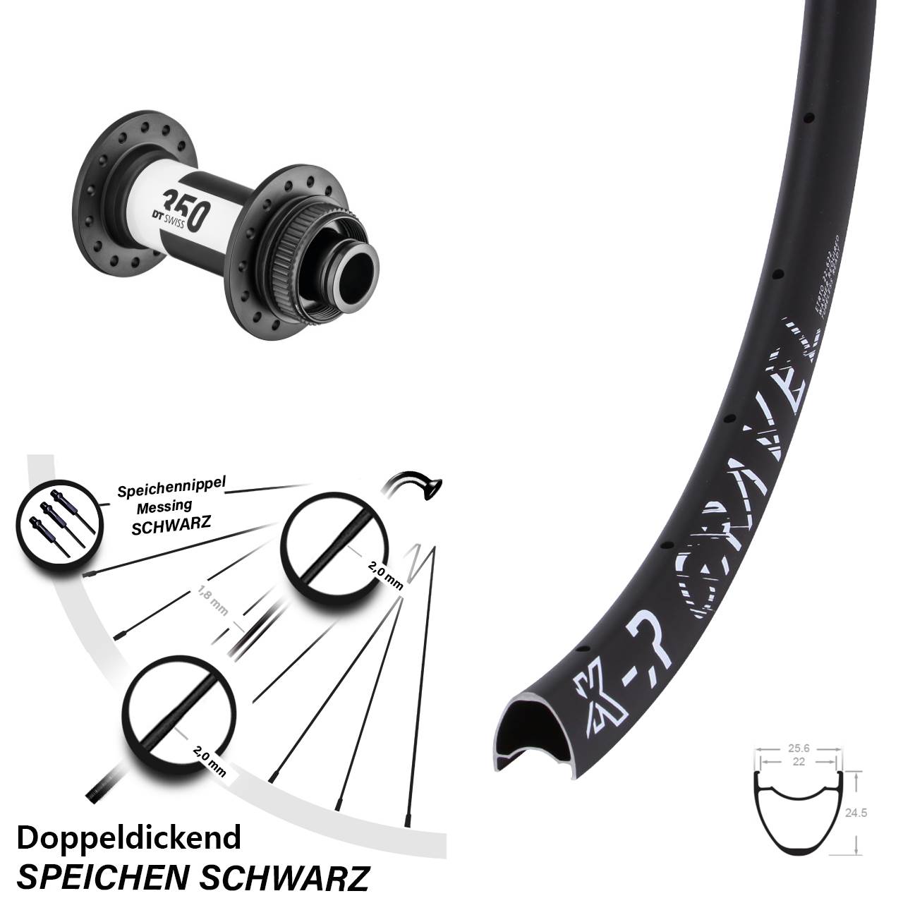 KX-R Gravel DT Swiss 350 28 Zoll Disc Laufrad 15x100