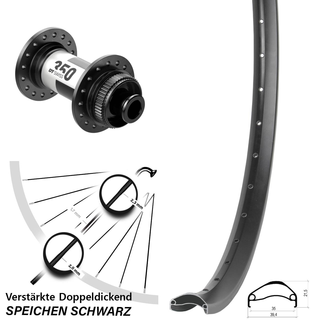Ambrosio E35 DT Swiss 350 27,5 Zoll Disc Vorderrad 12x100