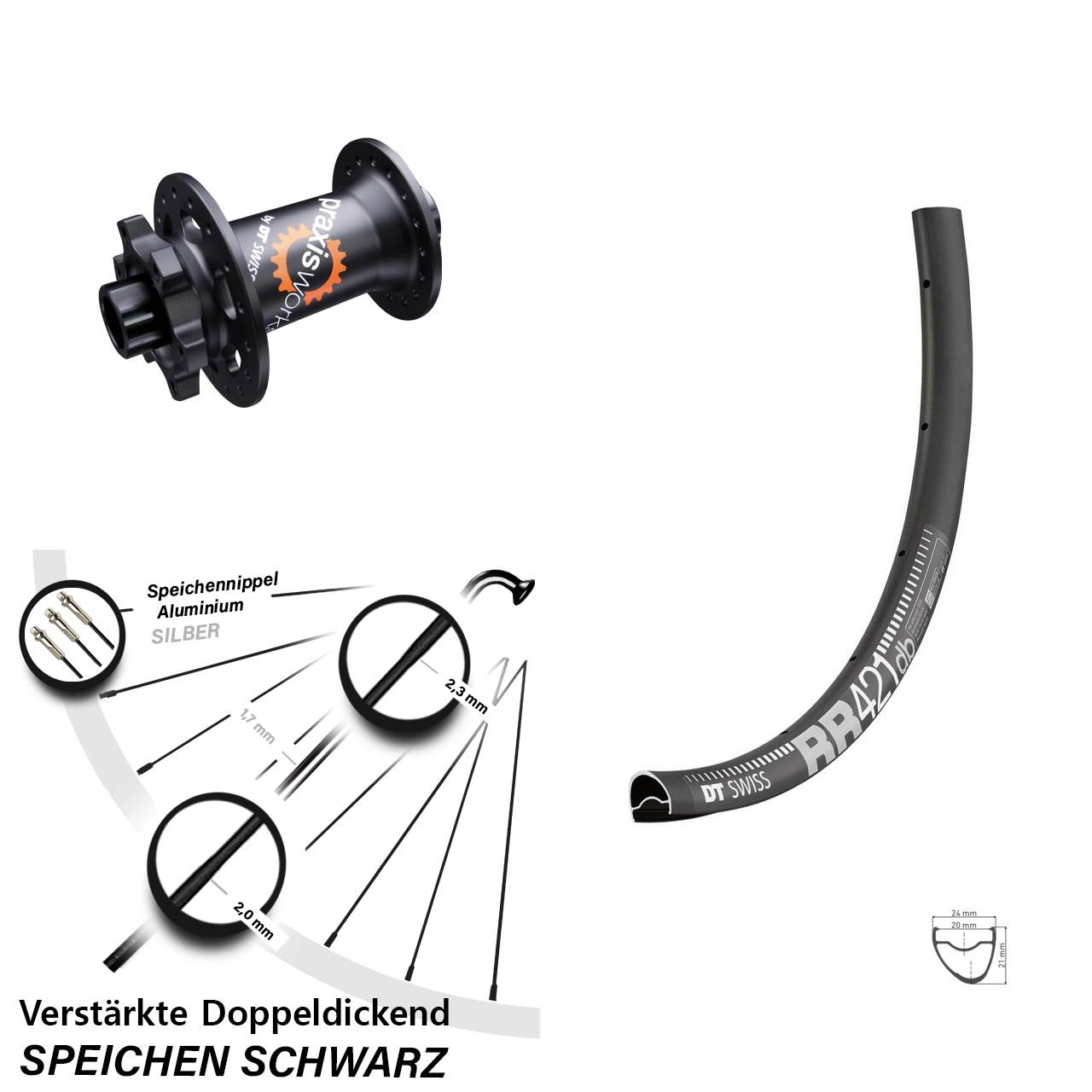 Disc Vorderrad 12x100 28 Zoll DT Swiss RR421-350