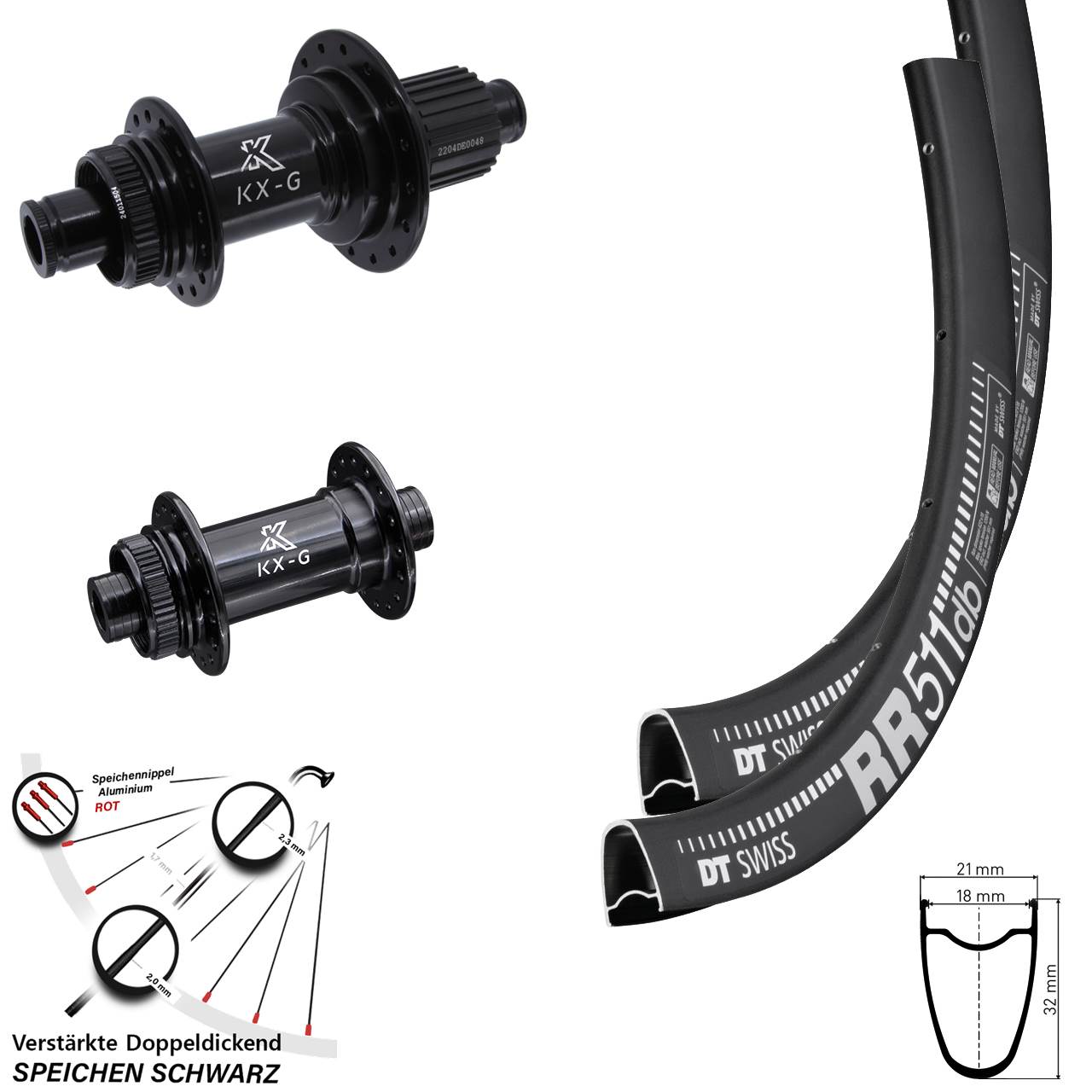 Disc Laufradsatz 12x100/142 28 Zoll DT Swiss RR511 KX-GS verstärkt Micro Spline