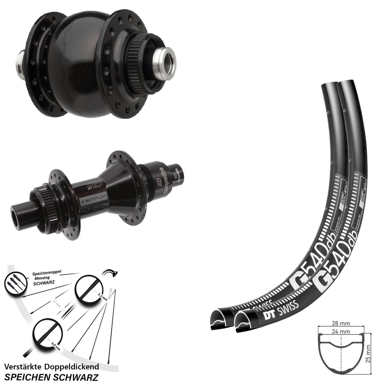 650B DT Swiss G 540-370 SONdelux Disc Laufrad-Satz 12x100/142 XD