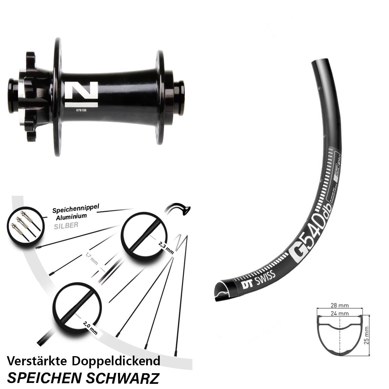 DT Swiss G 540 Novatec D791 27,5 Zoll Vorderrad 6-Loch 12x100