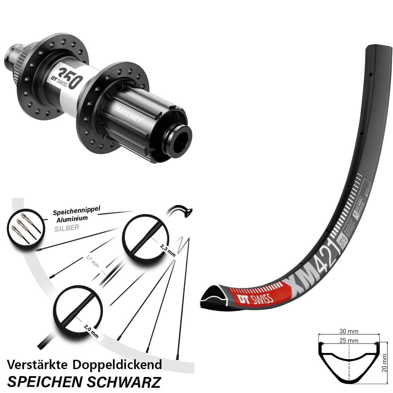 DT Swiss XM 421-350 29 Zoll Hinterrad 12x142 8-11 fach HG