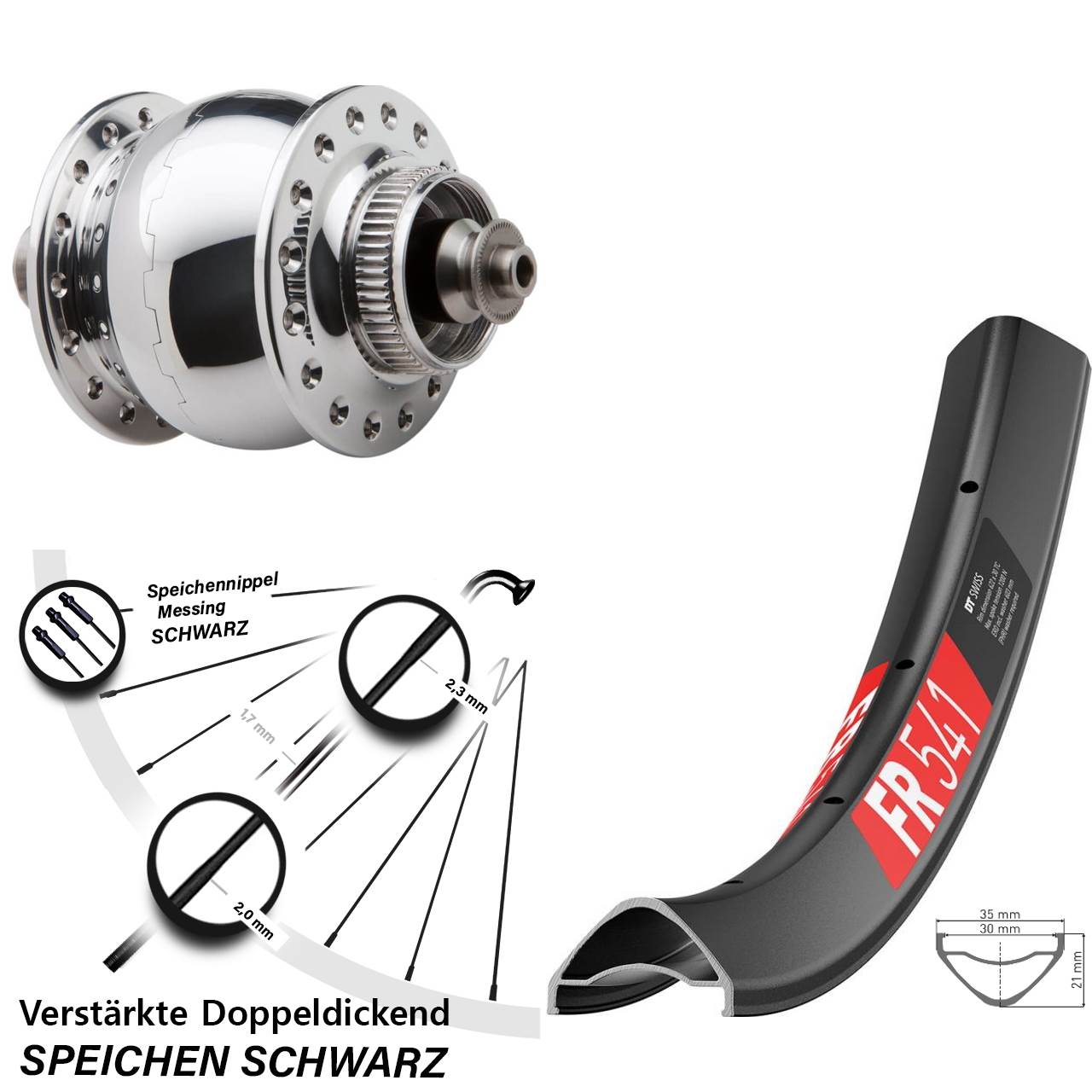 29 Zoll DT Swiss FR 541 SONdelux Dynamo-Vorderrad Centerlock QR