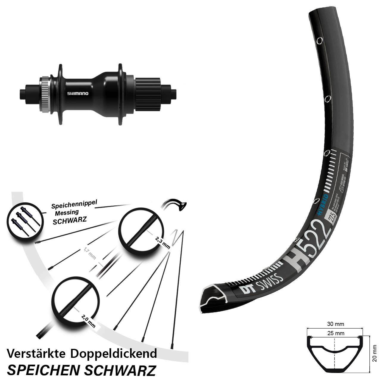 Disc Laufrad 28-29 Zoll DT Swiss H522 Shimano FH-QC500-MS Micro Spline QR