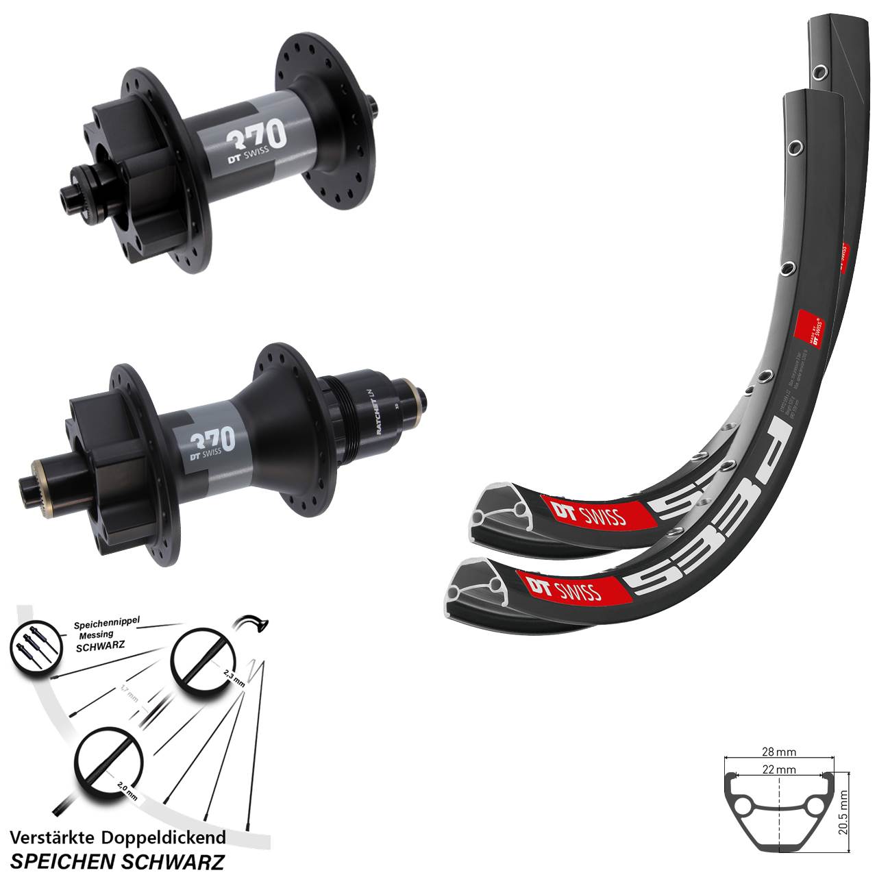 Disc Laufradsatz QR 26 Zoll DT Swiss 533d-370 XD 11-12 fach