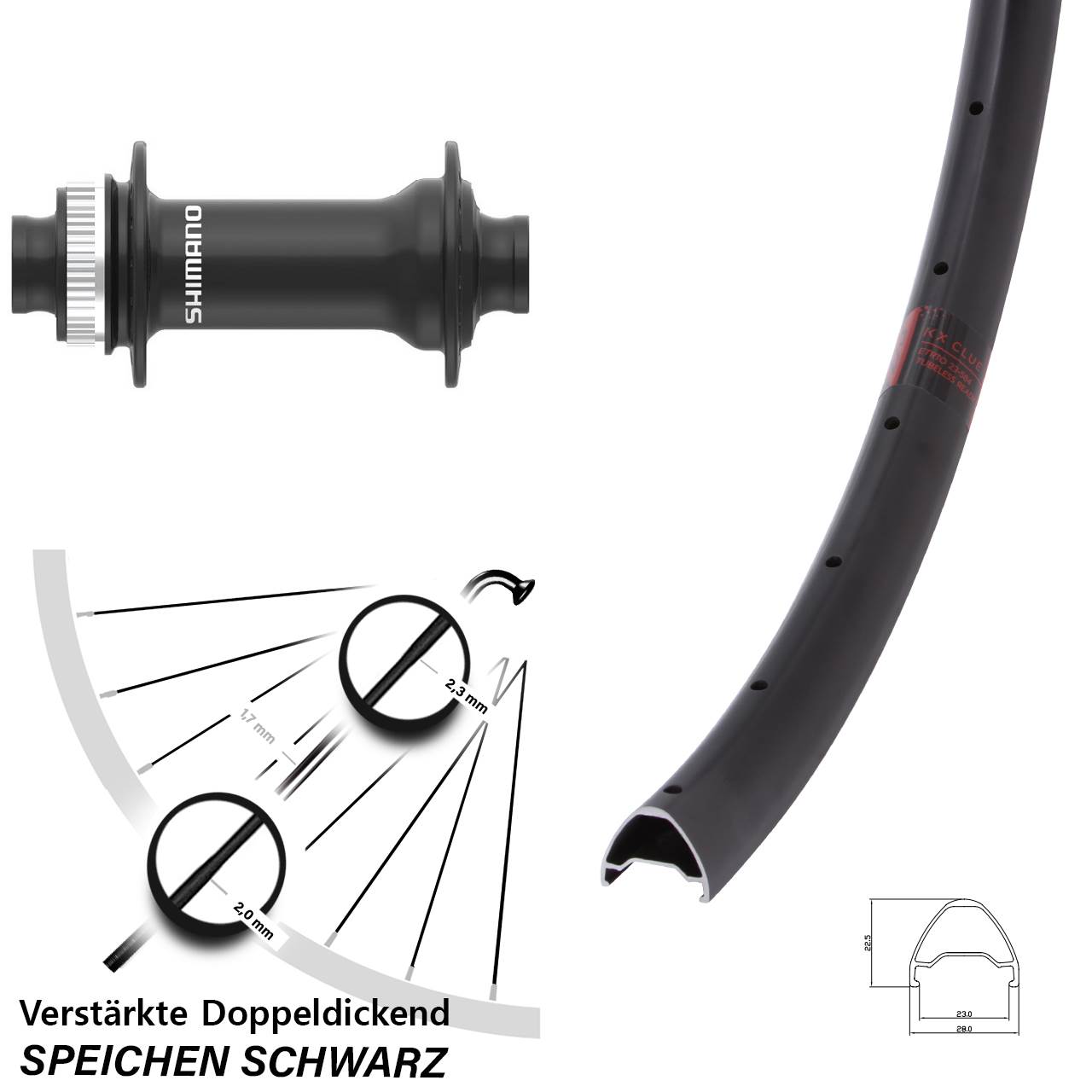 KX Clue Shimano HB-MT410-B 650B Vorderrad Centerlock 15x110 Boost