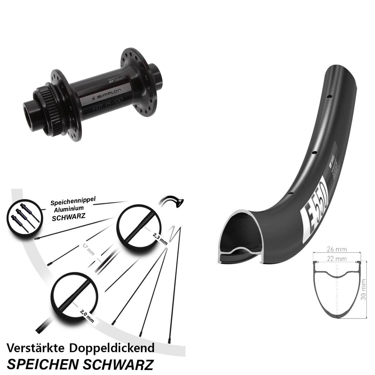 Vorderrad Centerlock 28 Zoll DT Swiss E550-370 12x100