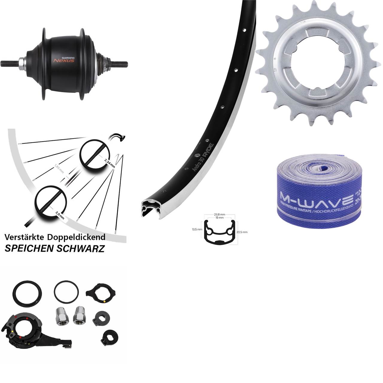 Hinterrad 28 Zoll Ryde Andra 30 Shimano Nexus 8 Gang Premium