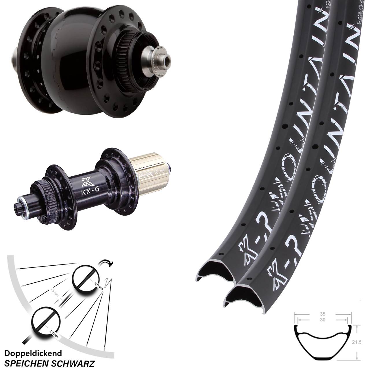 KX-GR Mountain SON 28 27,5 Zoll Laufradsatz Centerlock für Schnellspanner 8-12 fach
