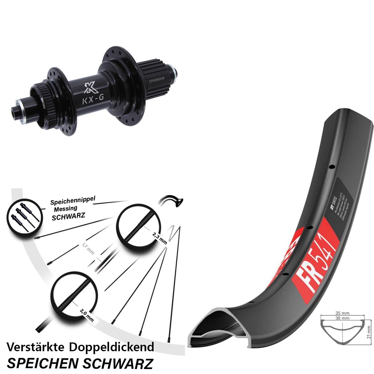 29 Zoll DT Swiss FR541 KX-GS Heavy Duty Disc Laufrad QR Shimano Micro Spline