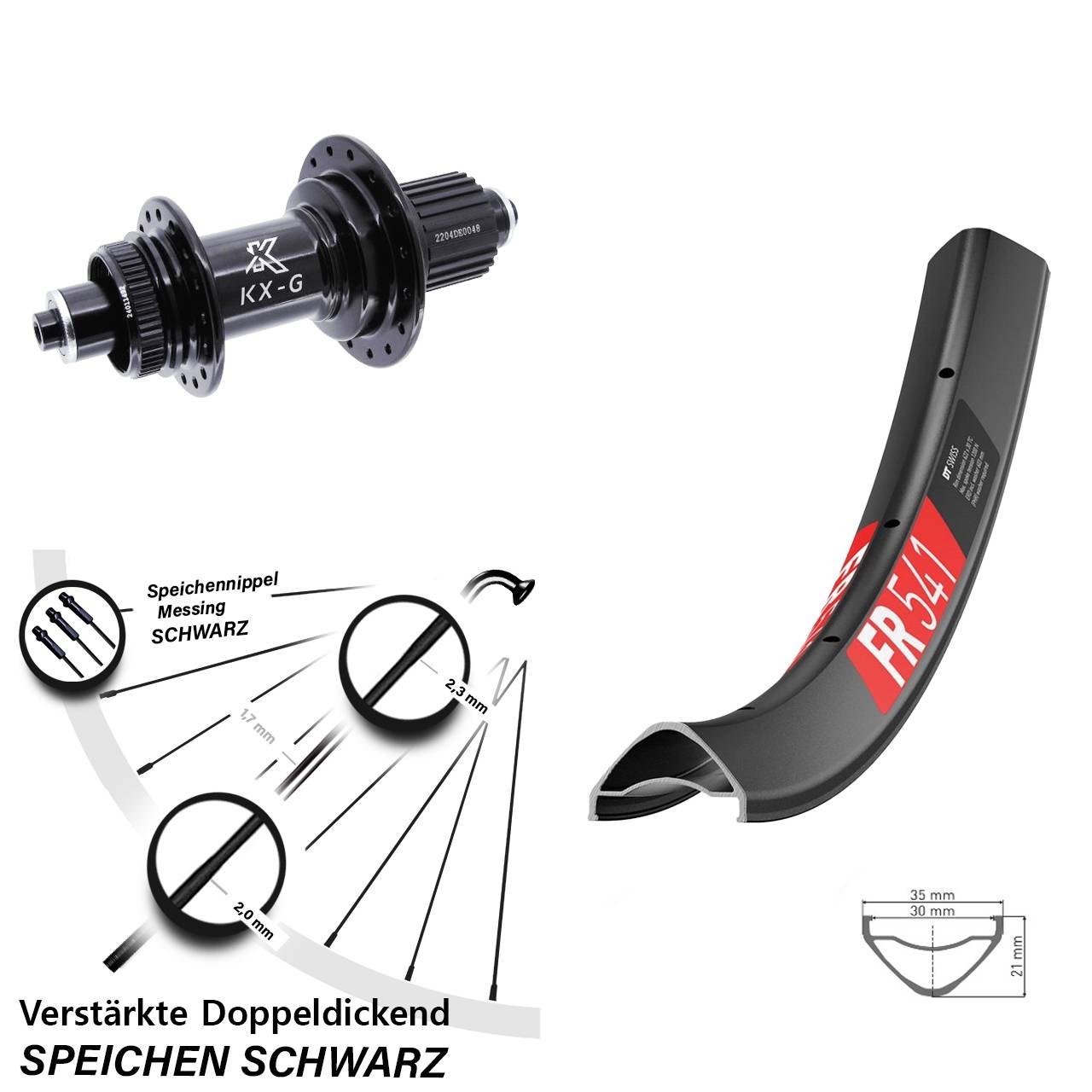 29 Zoll DT Swiss FR541 KX-GS Heavy Duty Disc Laufrad QR Shimano Micro Spline