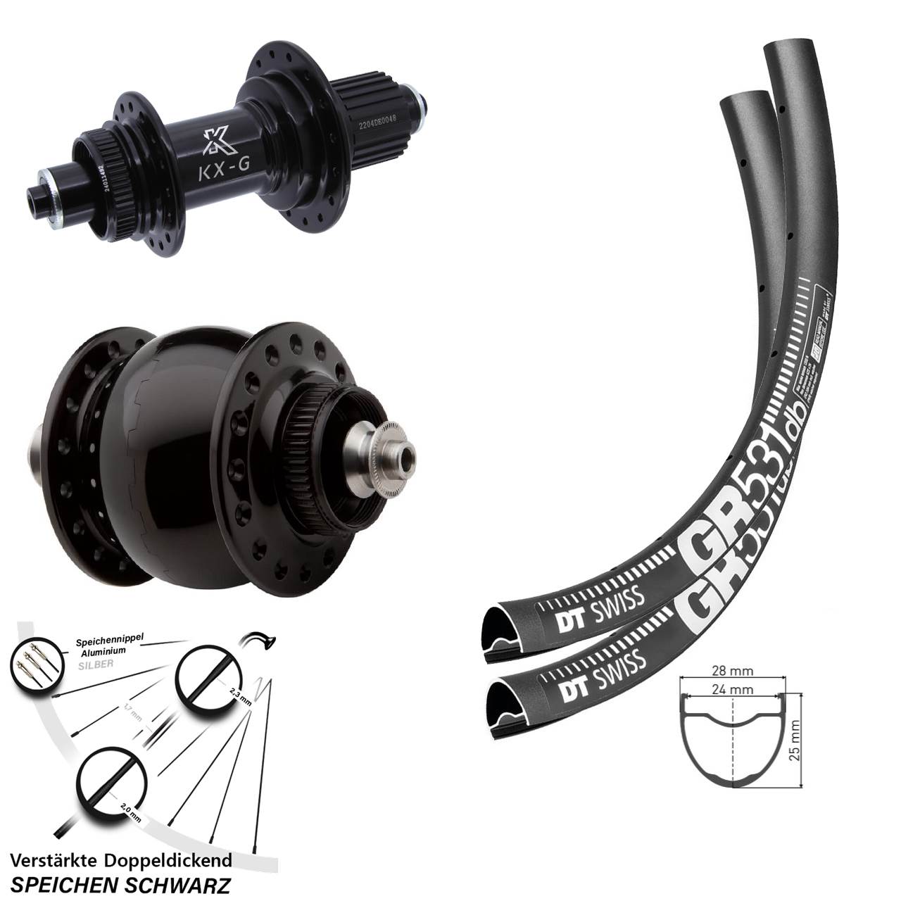 DT Swiss GR531 KX-GS Heavy Duty SON 28 27,5 Zoll Centerlock Laufradsatz QR Micro Spline