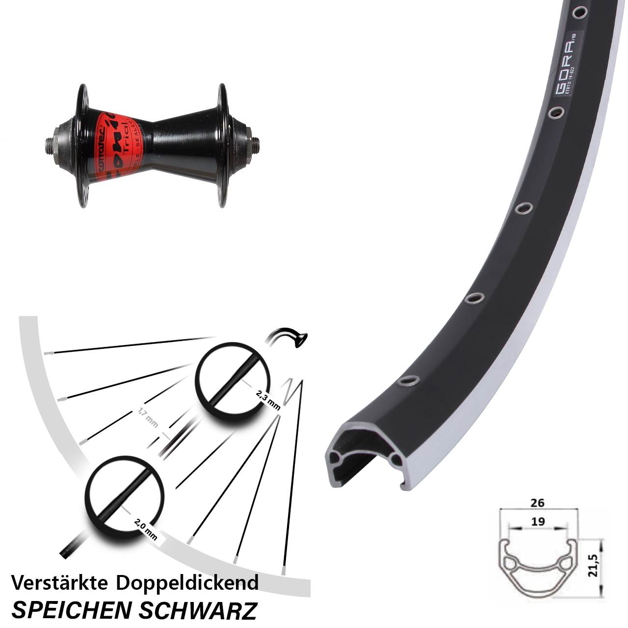 Vorderrad 28 Zoll Gora 19 Formula QR