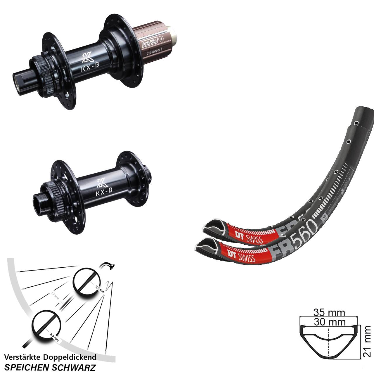 DT Swiss FR560 KX-B 26 Zoll Laufradsatz Centerlock 15x110 12x148 Boost 8-12 fach HG